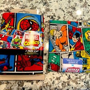 NWT Marvel Comics 1 Yard Cut & NWT Justice League Fat Quarter